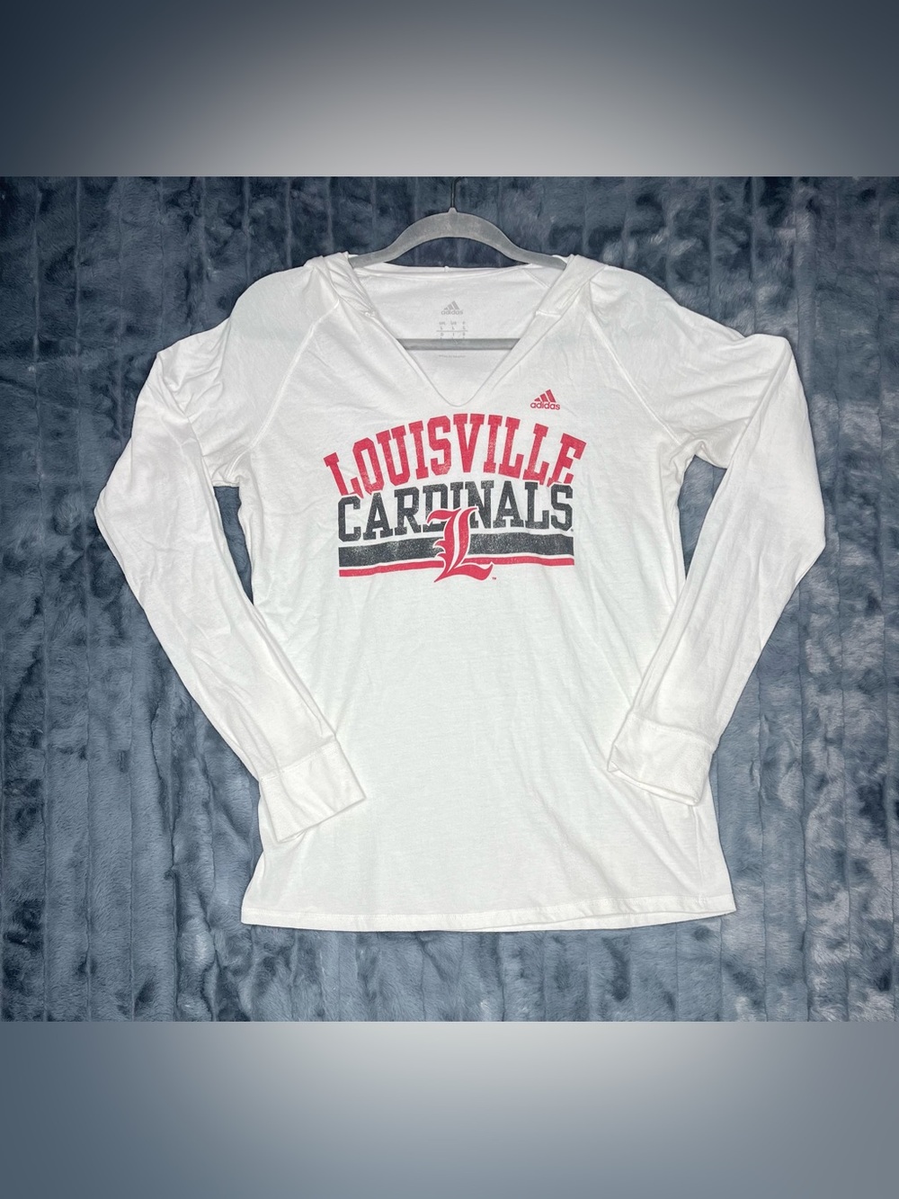 adidas Louisville Cardinals Women’s L Hooded Long Sleeve Shirt White NCAA 2015